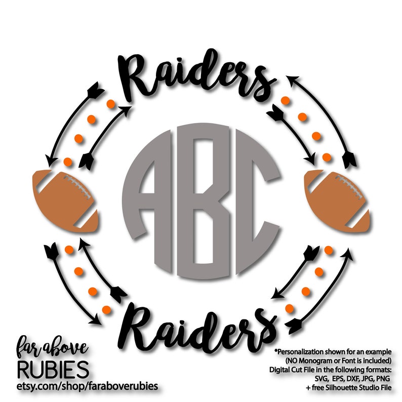 Download Free Raiders Football Monogram Wreath Frame With Arrows Monogram Etsy SVG Cut Files