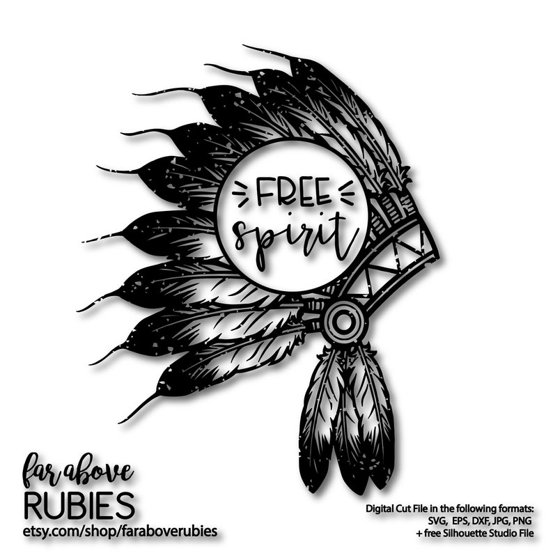 Download Distressed Free Spirit Indian Headdress Feathers SVG EPS ...