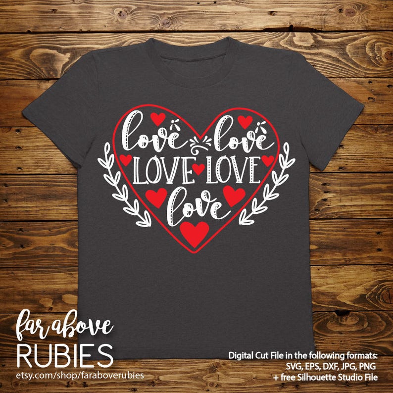 Download Love Heart Vine Valentine Word Art Valentine's Day SVG | Etsy