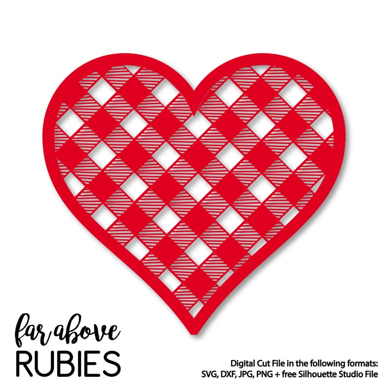 Download Happy Valentine's Day Buffalo Plaid Pattern Heart SVG | Etsy