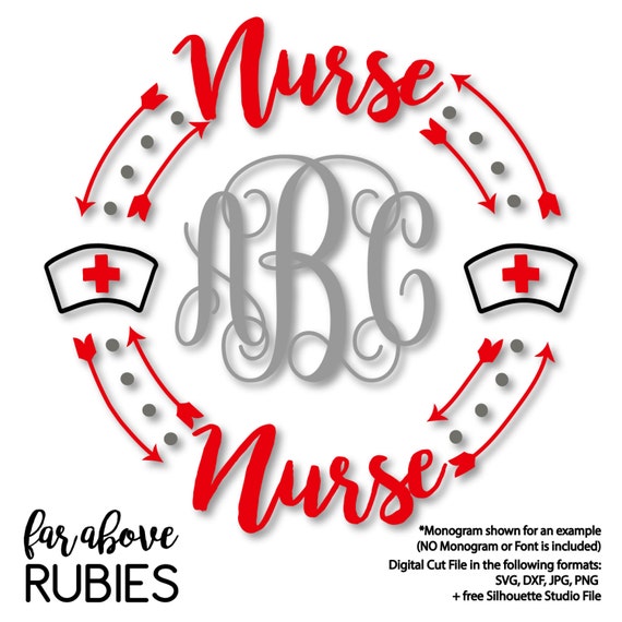 Nursing Nurse With Hat Red Cross Monogram Wreath Monogram Not Etsy