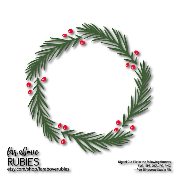 Download Christmas Wreath Pine Holly SVG EPS dxf png jpg digital | Etsy