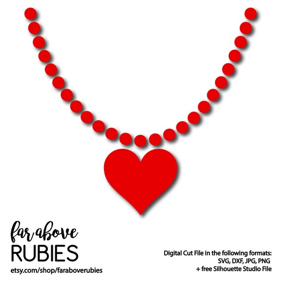 Valentine S Day Heart Bead Necklace Svg Dxf Png Jpg Etsy