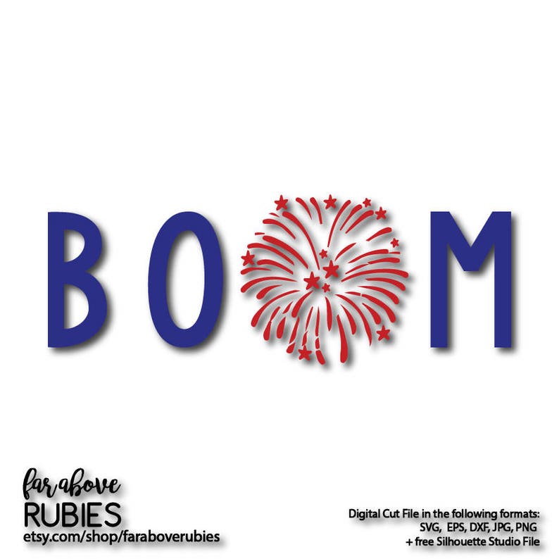 BOOM with Fireworks Patriotic 4th of July America SVG EPS ...