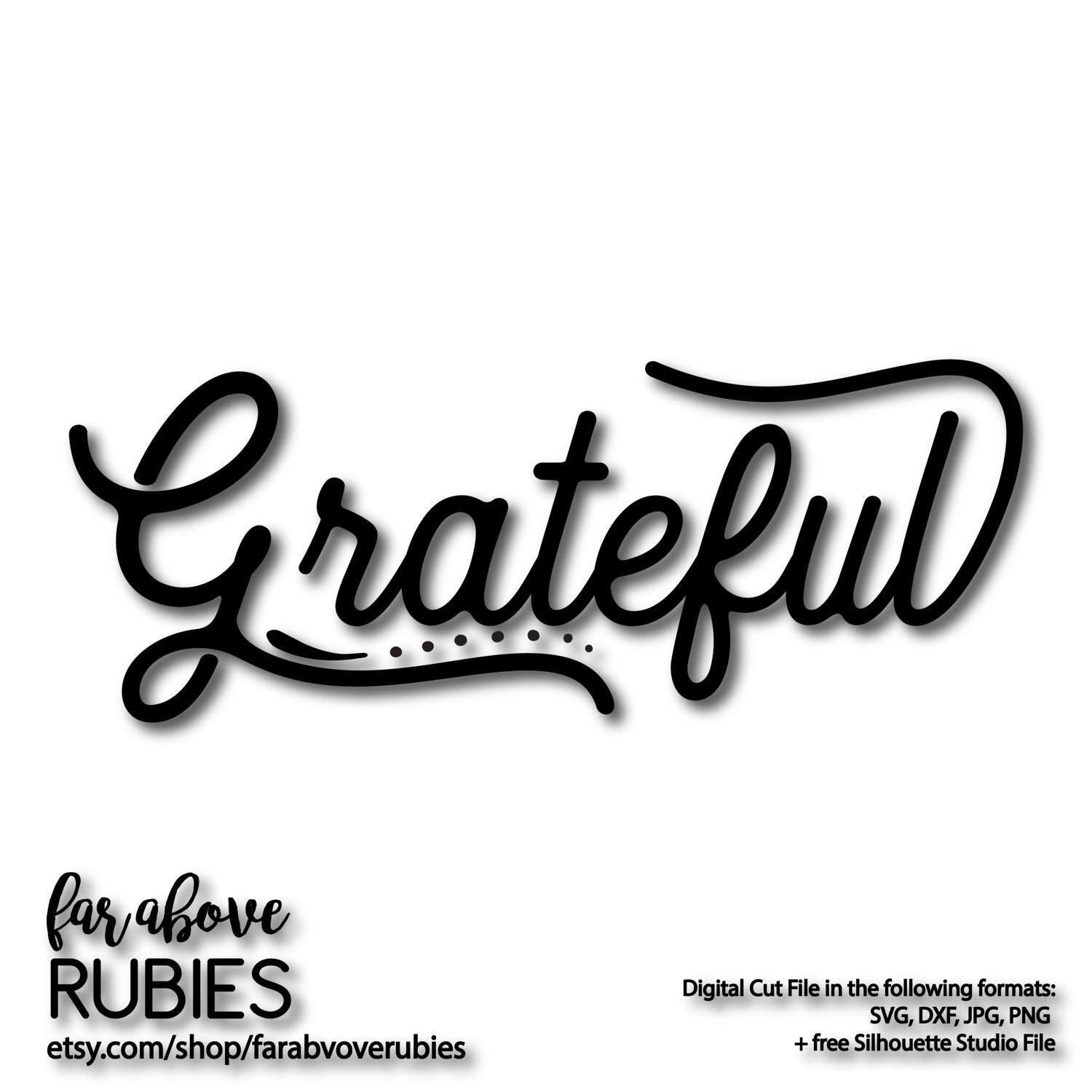 Grateful Decorative Word Art SVG & DXF digital cut file for Etsy