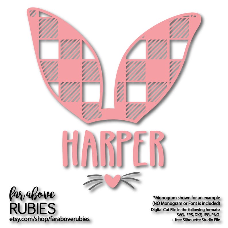 Download Easter SVG Plaid Bunny Ears SVG Nose Whiskers Name or ...