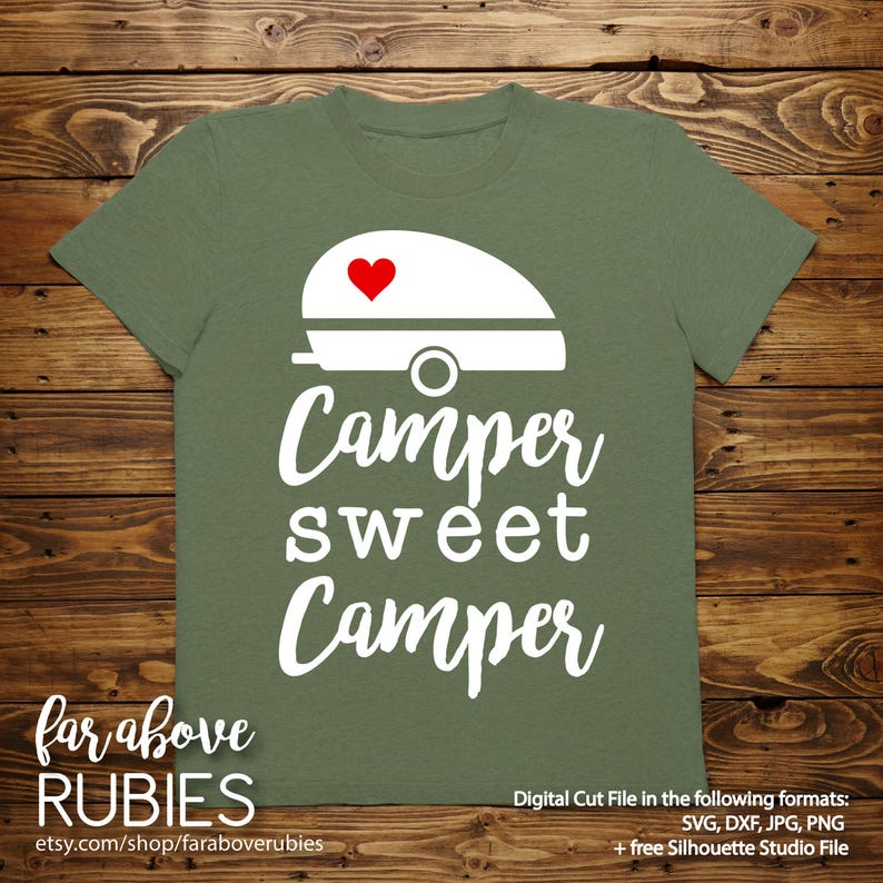 Camper Sweet Camper heart camping vintage RV SVG EPS dxf ...