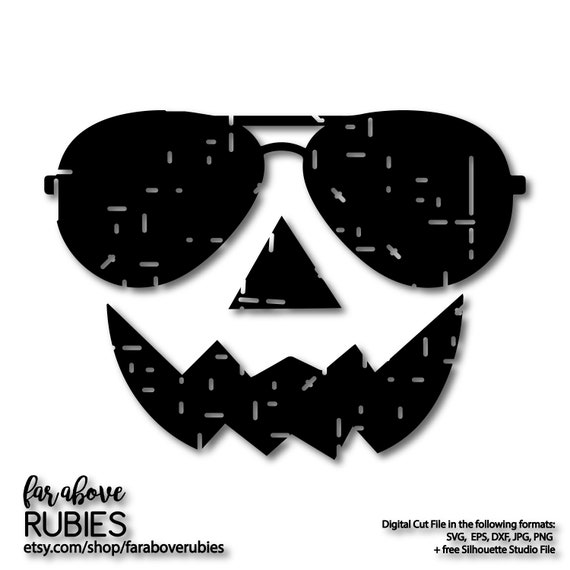 Download Free Pumpkin Face Aviator Sunglasses Jack O Lantern Distressed Etsy SVG Cut Files