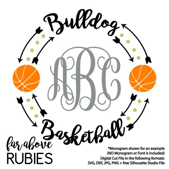 Bulldog Basketball Monogram Wreath With Arrows Monogram Not Etsy
