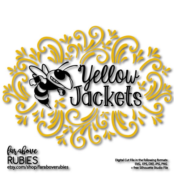 Yellow Jackets Svg Bee Hornets Stingers Scroll Work Design Etsy