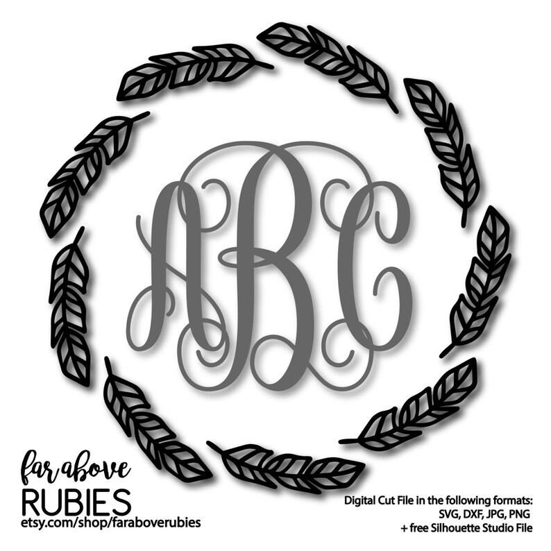 Download Feather Monogram Wreath monogram NOT included SVG DXF | Etsy