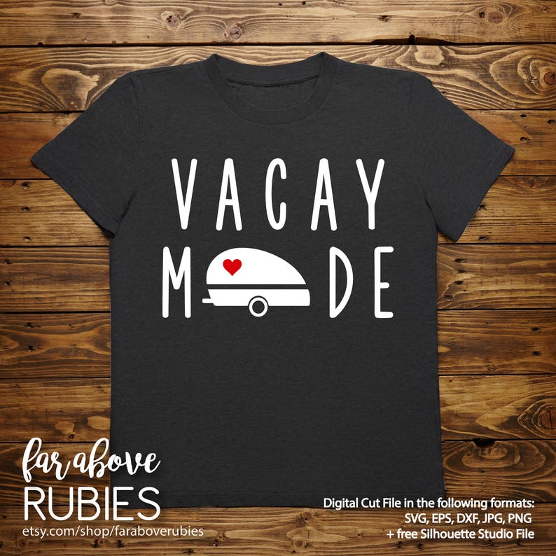 Download Vacay Mode with Camper RV Vintage SVG EPS dxf png jpg | Etsy