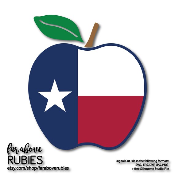 Texas Flag Apple Svg Tx Teacher Apple Svg Eps Dxf Png Jpg Etsy