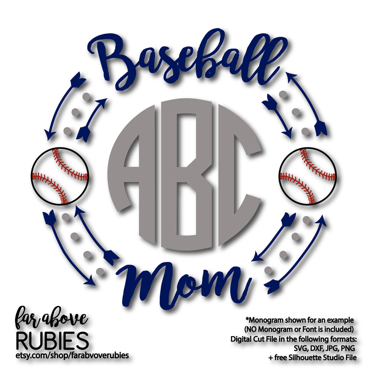 Download Baseball Mom Monogram Wreath with Arrows monogram NOT | Etsy