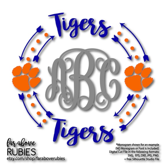 Tigers Paw Print Monogram Wreath With Arrows Monogram Not Etsy