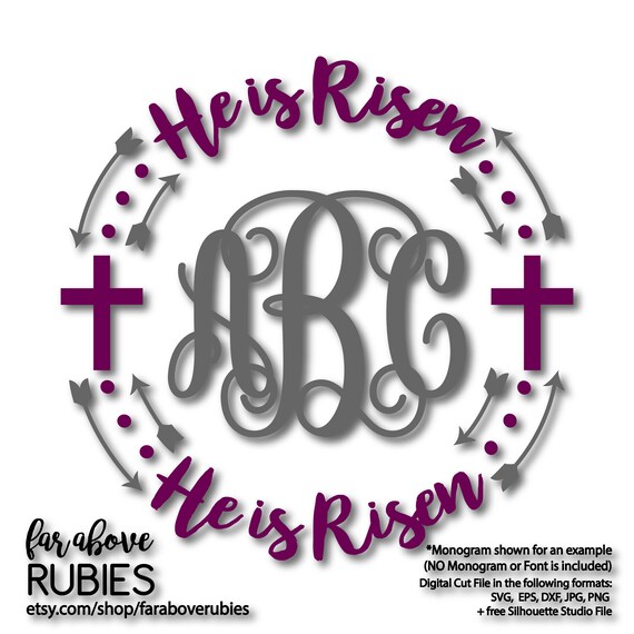 Easter Svg Resurrection Svg He Is Risen Svg Monogram Wreath Etsy