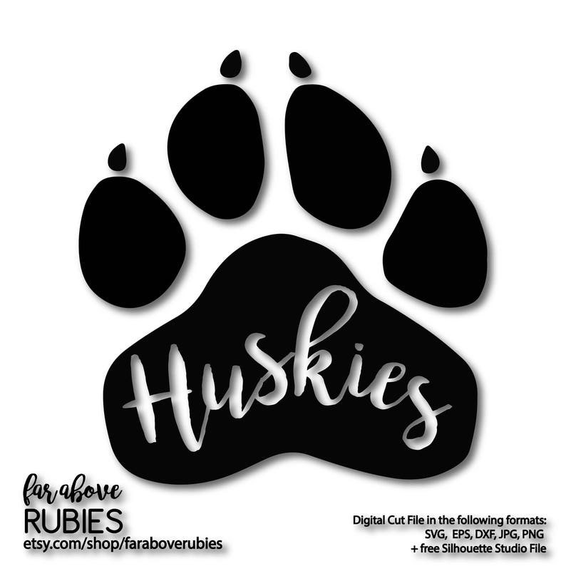 Huskies Paw Print Team SVG EPS dxf png jpg digital cut Etsy