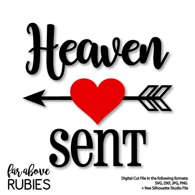 Download Happy Valentine's Day Heaven Sent Heart Arrows SVG DXF | Etsy