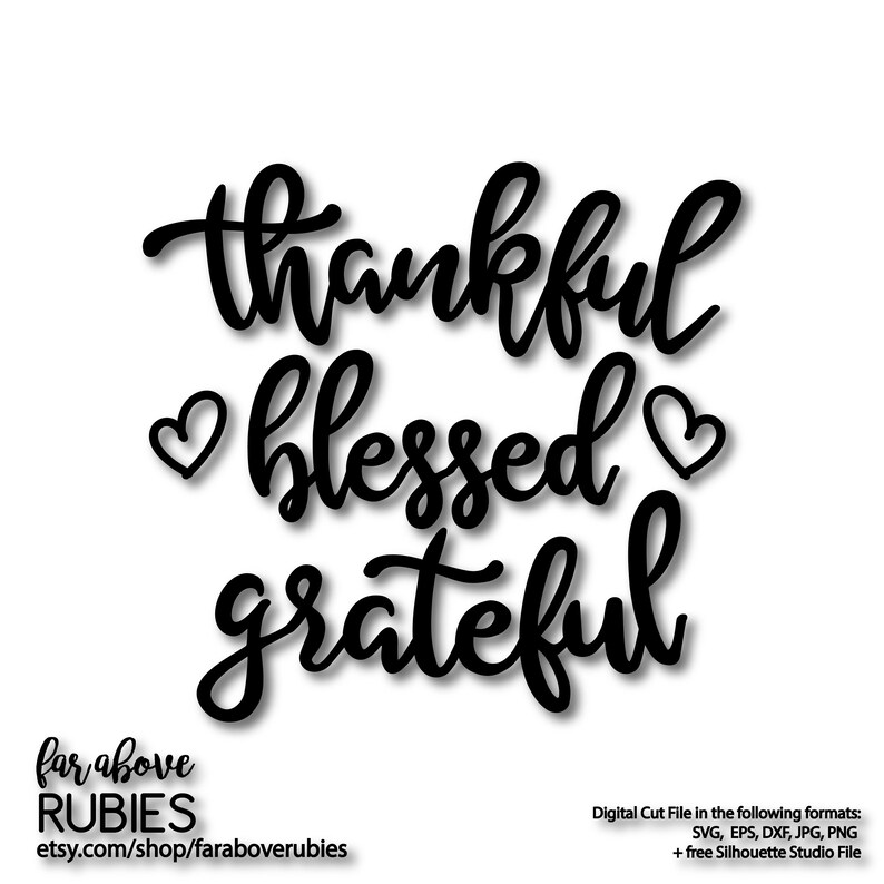Thankful Blessed Grateful For Fall Autumn Thanksgiving Svg Etsy