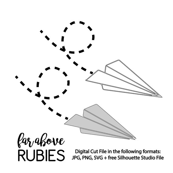 Paper Airplane Svg Digital Cut Files Two Versions Outline Or Etsy