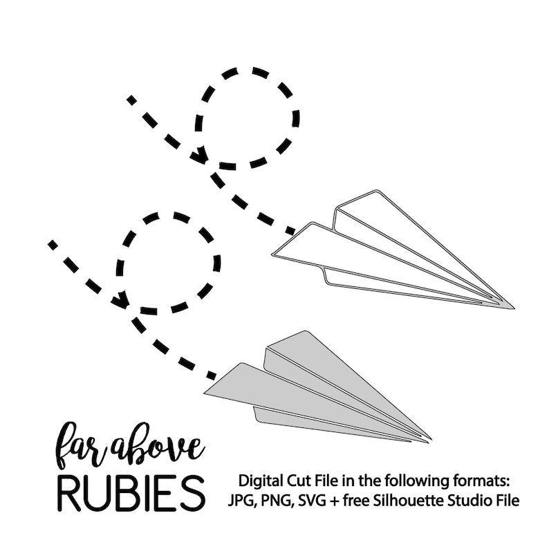 Download Paper Airplane SVG digital cut files two versions outline ...