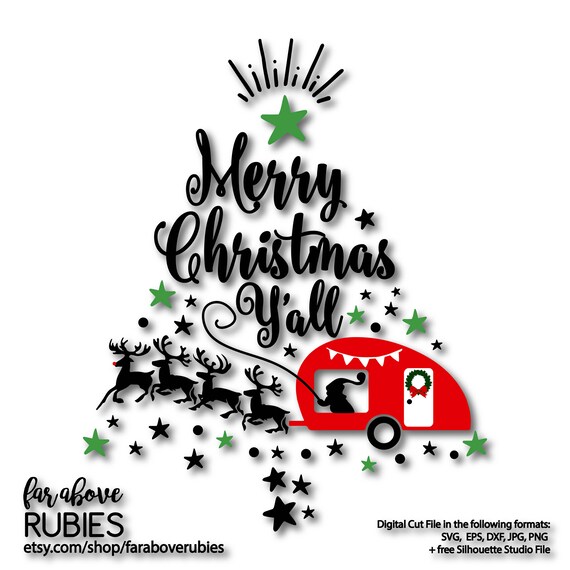 Download Free Christmas Camping Santa Reindeer Camper Merry Christmas Etsy SVG DXF Cut File