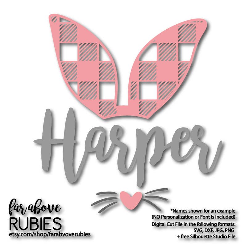 Download Easter SVG Plaid Bunny Ears SVG Nose Whiskers Name or ...