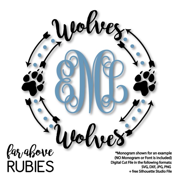 Download Wolves Paw Print Monogram Wreath Frame Monogram Not Included Etsy SVG, PNG, EPS, DXF File
