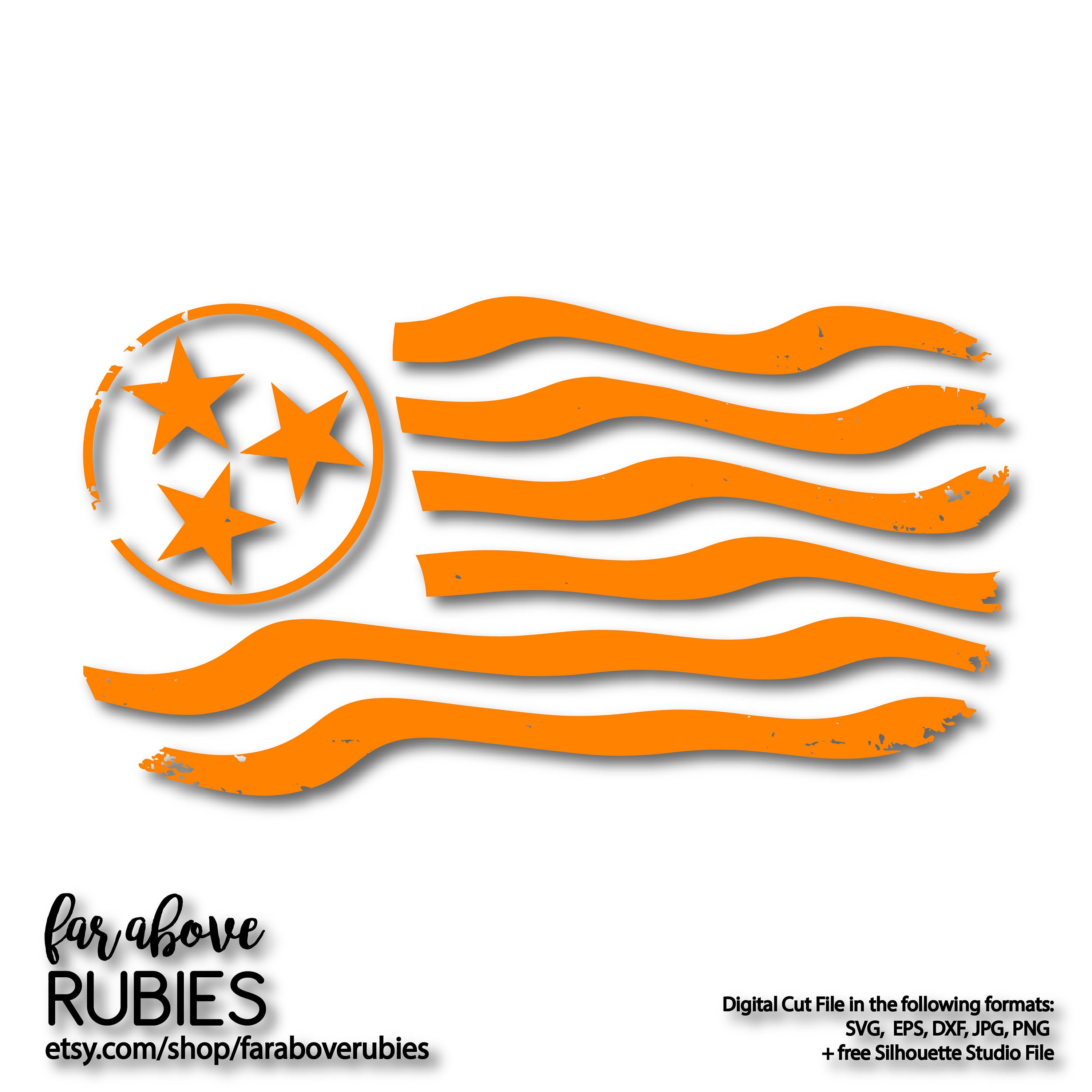 Tennessee Tristar Flag SVG Distressed TN State SVG, eps, dxf, png