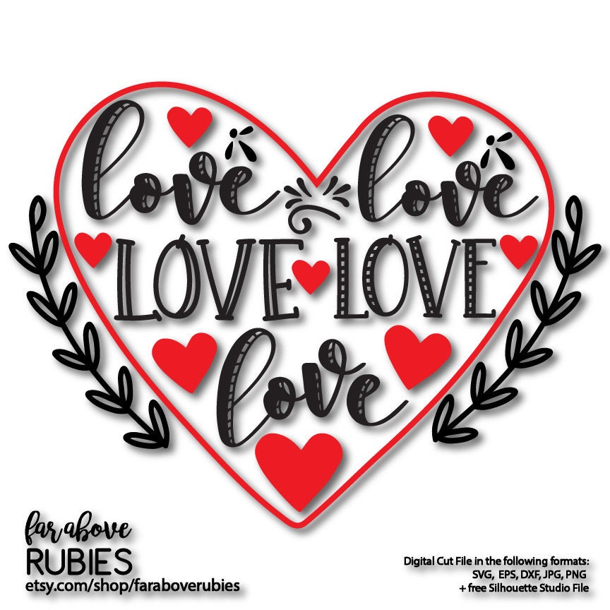 Download Love Heart Vine Valentine Word Art Valentine's Day SVG | Etsy