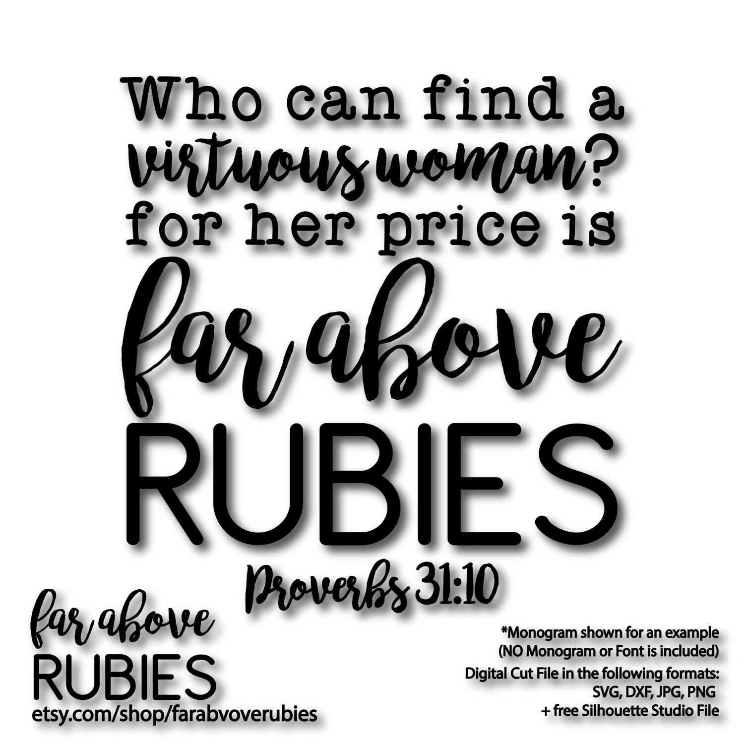 Far Above Rubies Proverbs 31 Bible Verse SVG DXF png jpg | Etsy