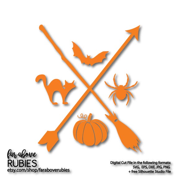 Download Free Halloween Fall Autumn Svg Cross Arrow Witch Broom Cat Spider Etsy SVG Cut Files