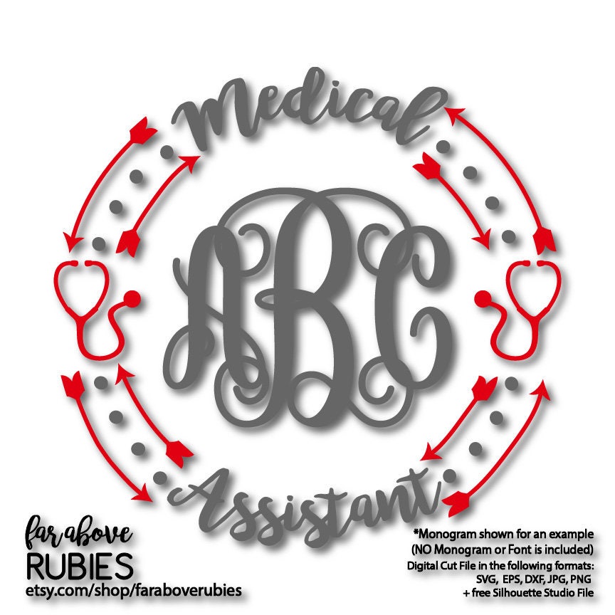 Download Medical Assistant SVG Stethoscope Monogram Wreath monogram ...