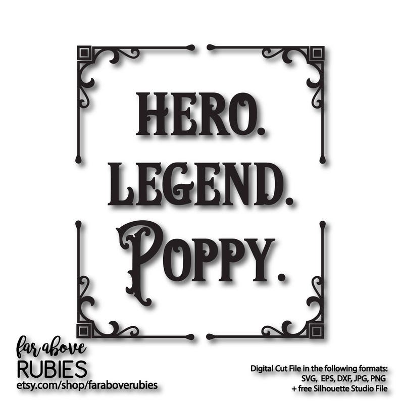 Download Hero Legend Poppy for Grandfather Father's Day Western | Etsy