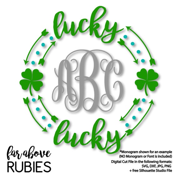 Download St Patrick S Day Lucky Four Leaf Clover Shamrock Monogram Etsy