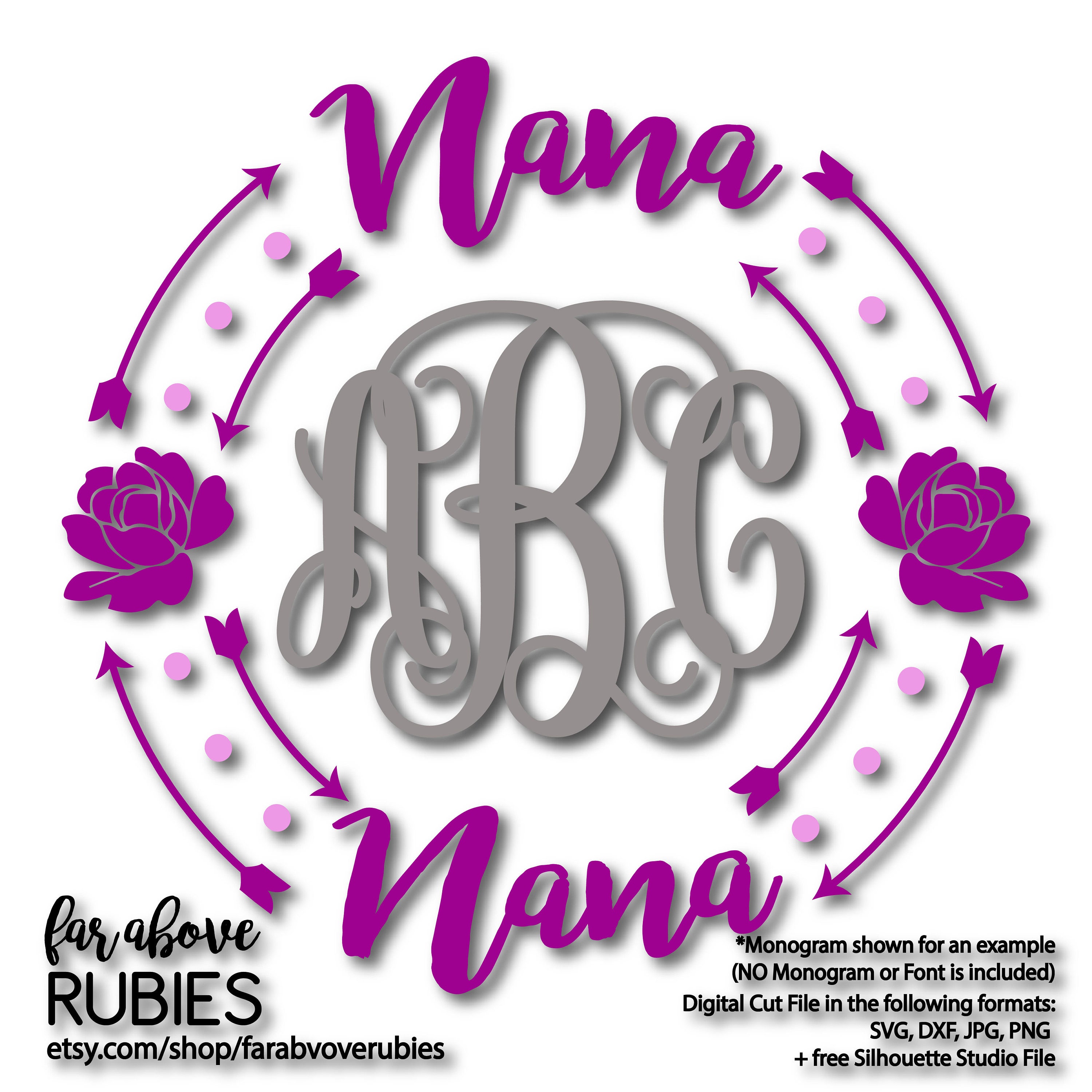 Nana Monogram Wreath Monogram NOT Included With Flowers Etsy