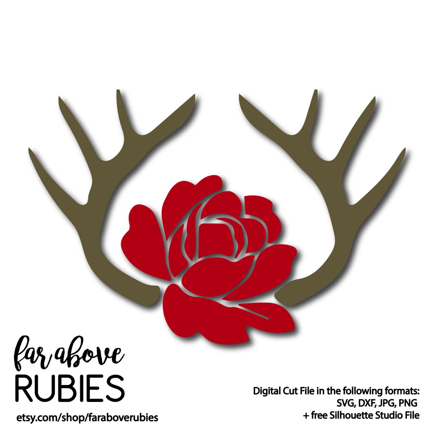 Download Deer Buck Antler with Flower SVG DXF png jpg digital cut ...