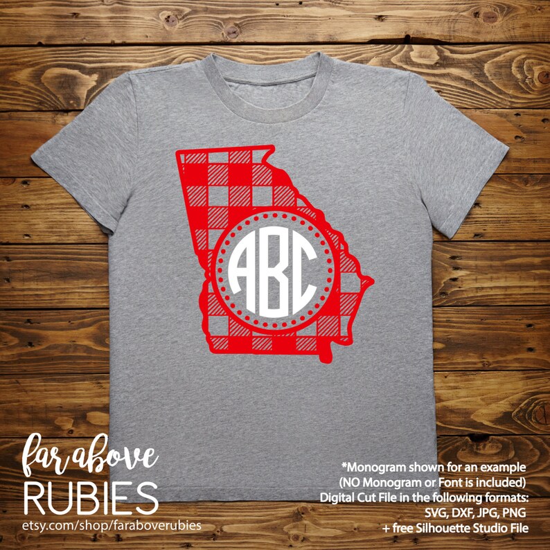 Download Georgia State Shape Buffalo Plaid Pattern Monogram Frame ...