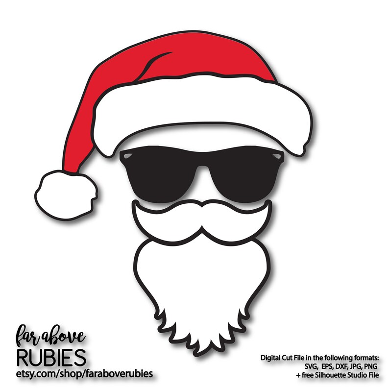 Christmas Santa Claus Hat Beard Glasses Sunglasses Svg Eps Etsy