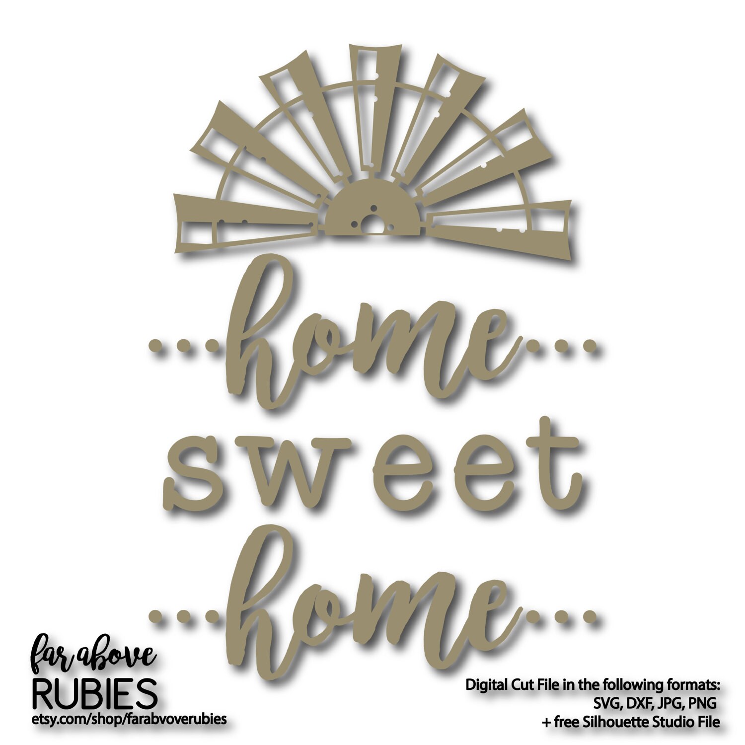 Download Home Sweet Home with Windmill Blades Rustic Farmhouse SVG ...