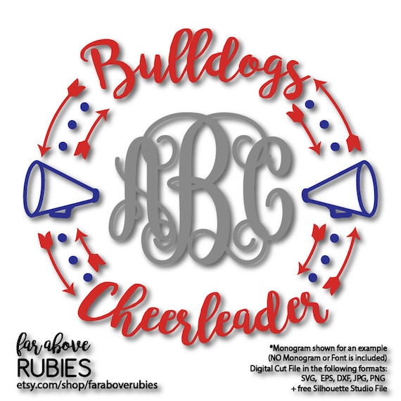 Bulldogs Cheerleader Megaphone Monogram Wreath Monogram Not Etsy