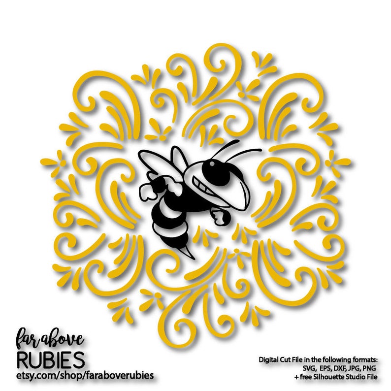 Download Bee Hornets Yellow Jackets Stingers Scroll Design Svg Eps Etsy