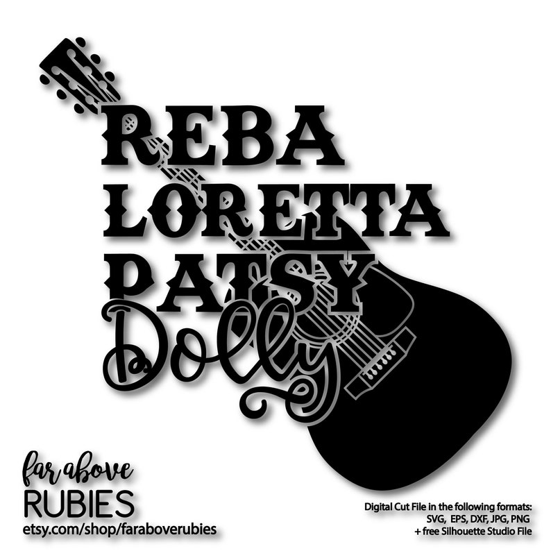 Download Classic Country Music Reba Loretta Patsy Dolly Guitar SVG ...