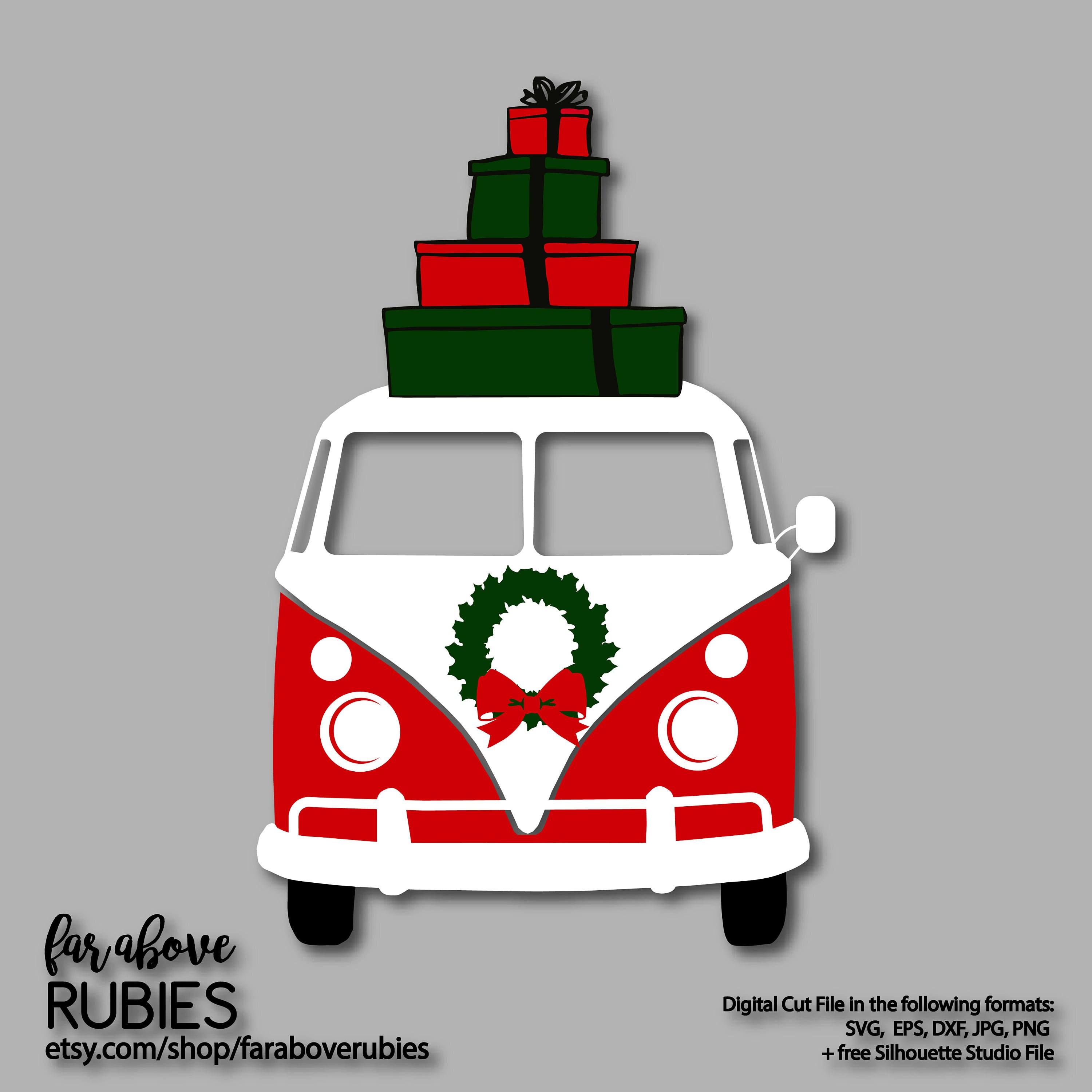 Download Christmas Camper Van with Wreath and Gifts SVG EPS dxf png ...