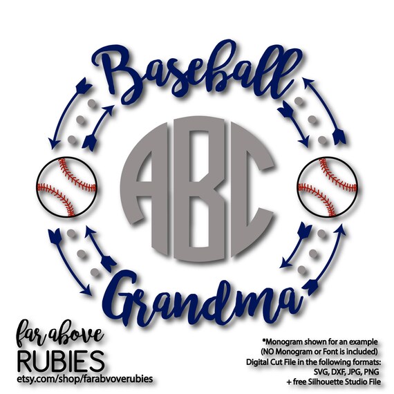 Baseball Grandma Monogram Wreath With Arrows Monogram Not Etsy