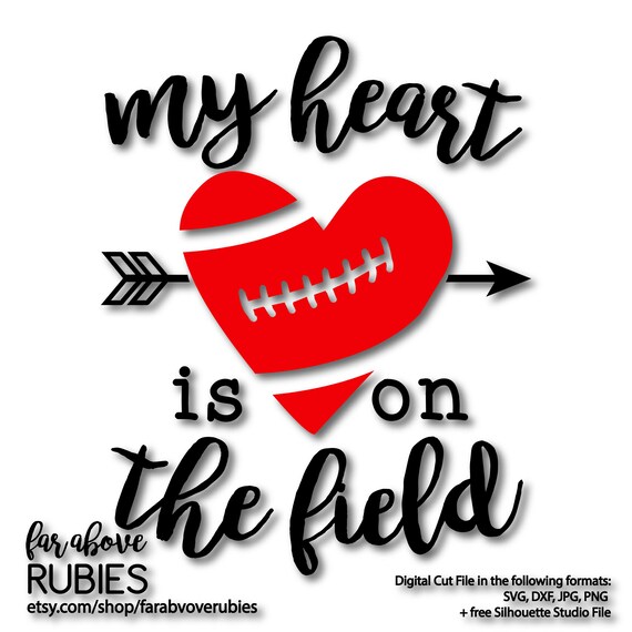 Football My Heart Is On The Field With Arrows Svg Eps Dxf Etsy