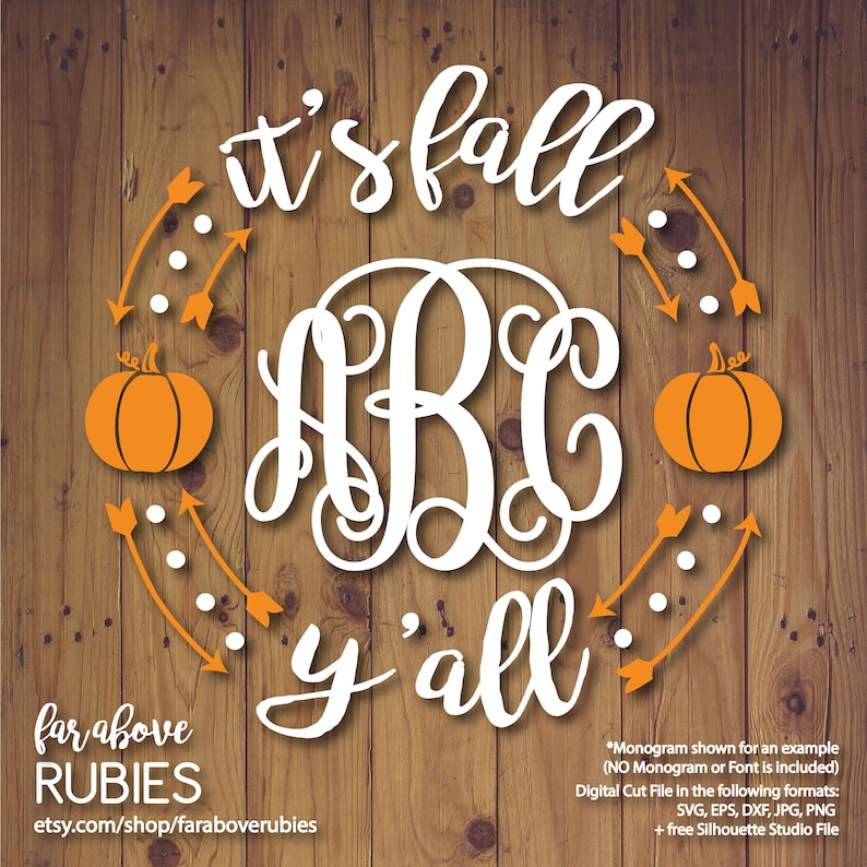 Download It's Fall Y'all Monogram Wreath with Pumpkins | Etsy