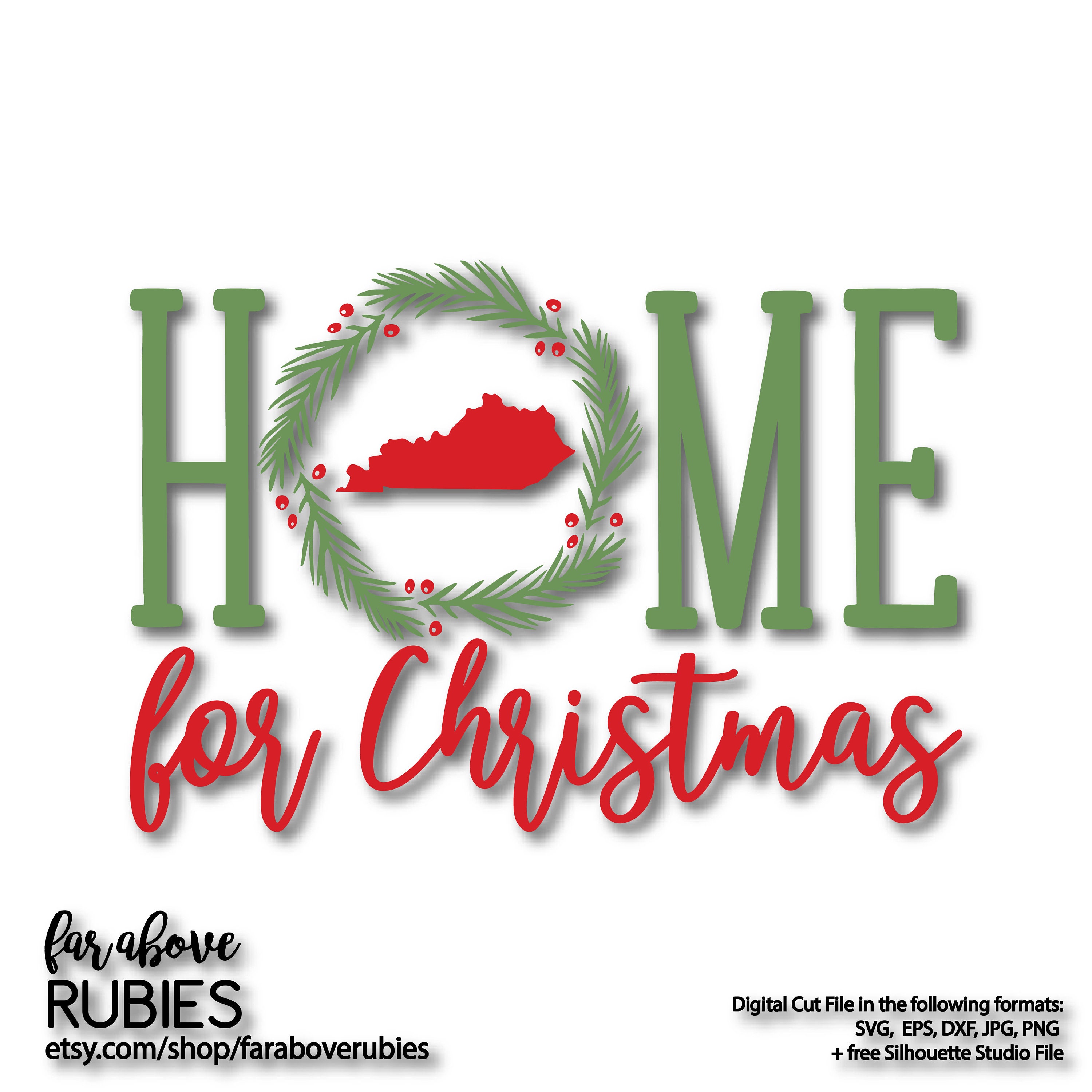 Download Home Kentucky State Christmas Wreath KY SVG EPS dxf png | Etsy