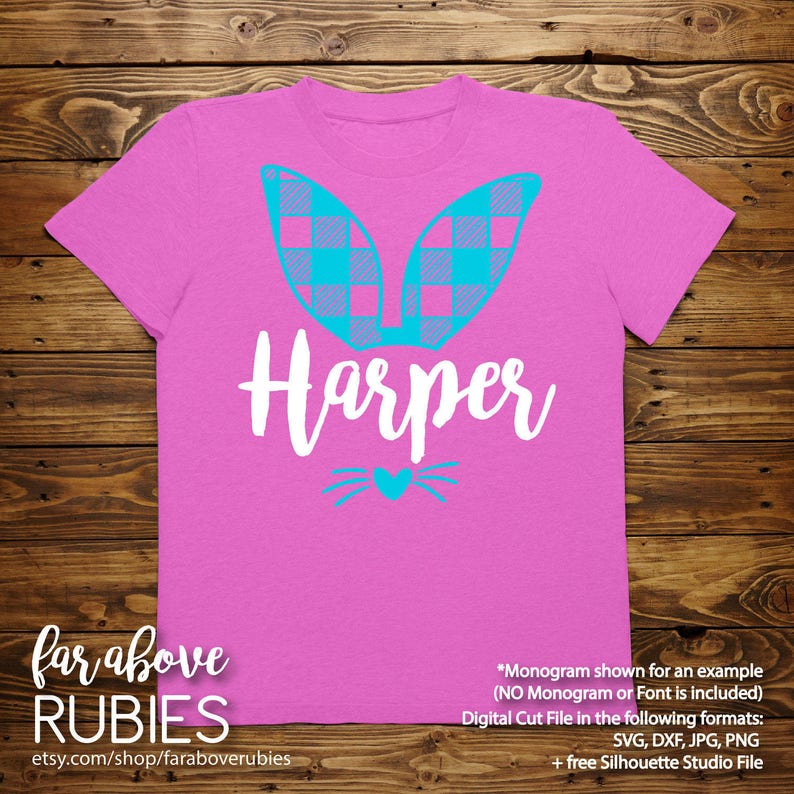 Download Easter SVG Plaid Bunny Ears SVG Nose Whiskers Name or ...