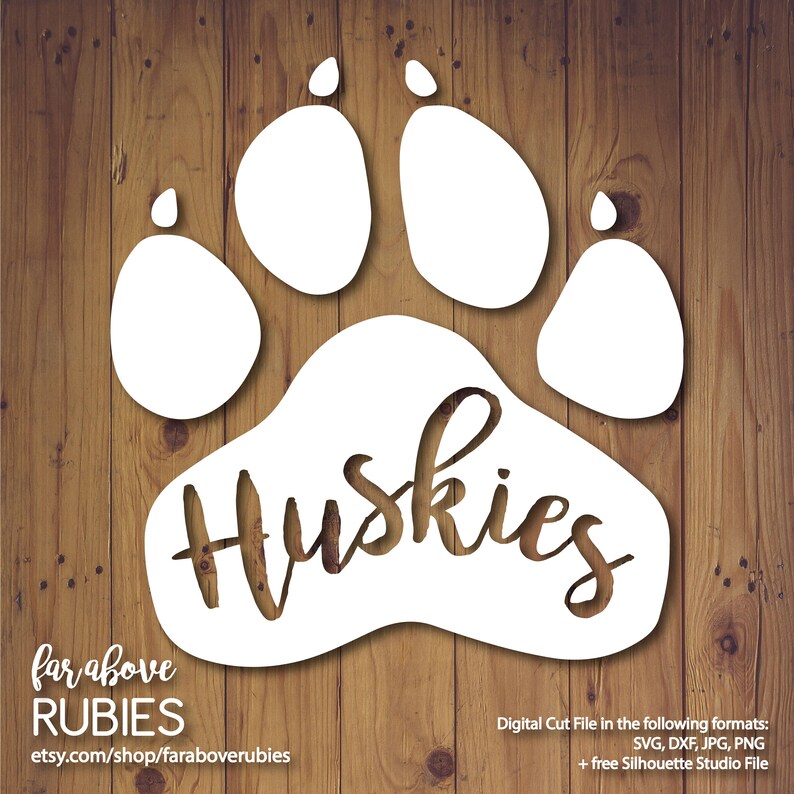 Huskies Paw Print Team SVG EPS dxf png jpg digital cut Etsy